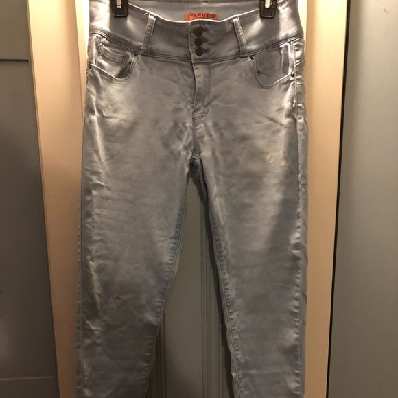 Wax Jean Size 13 Light Wash Blue Skinny Jeans W/ 3 Buttons - Picture 1 of 2